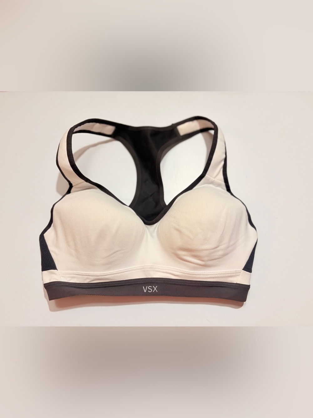 Victoria's Secret VSX Racerback Padded Sports Bra - White & Black